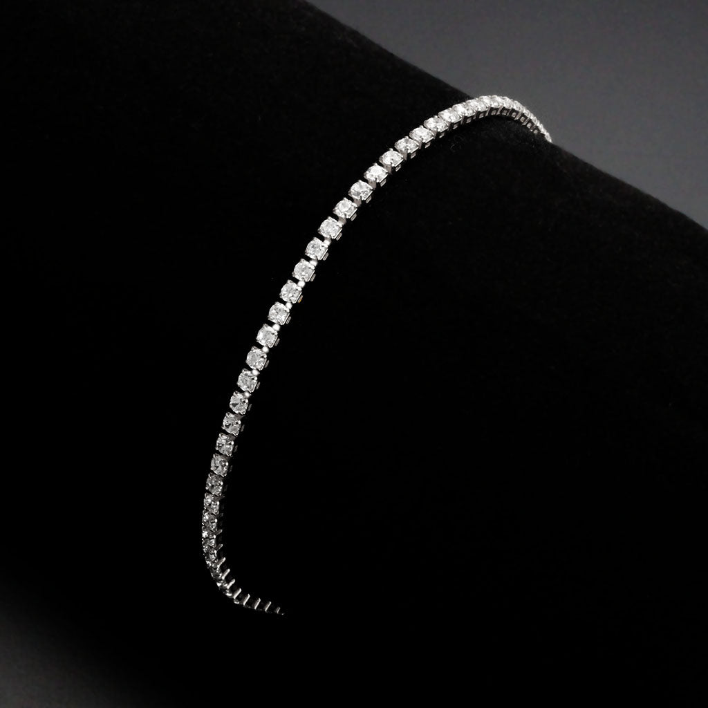 Rhodium Brass Bracelet with AAA Grade CZ in Clear