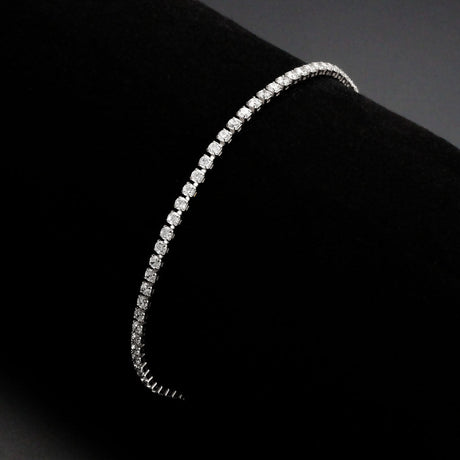 Rhodium Brass Bracelet with AAA Grade CZ in Clear