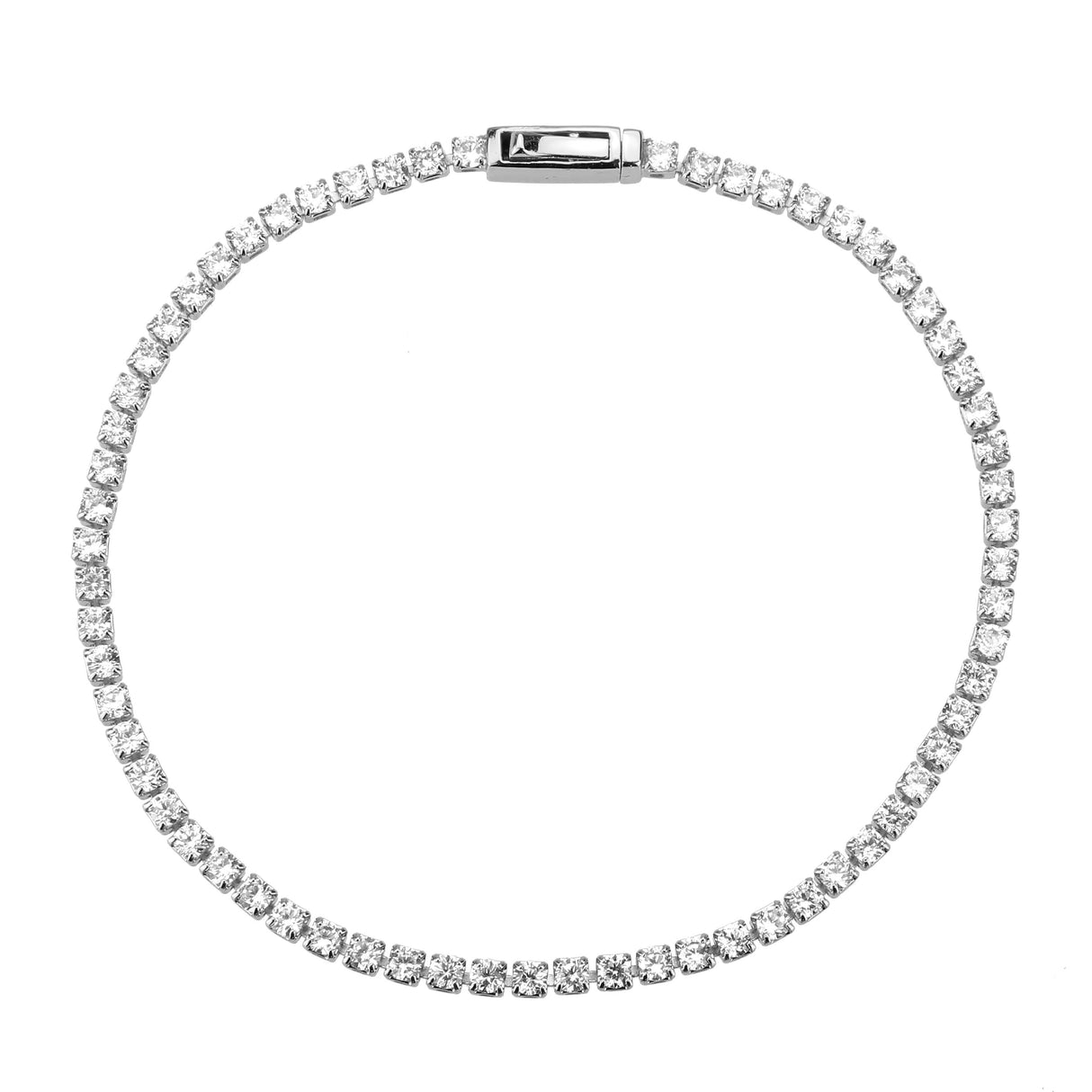 Rhodium Brass Bracelet with AAA Grade CZ in Clear