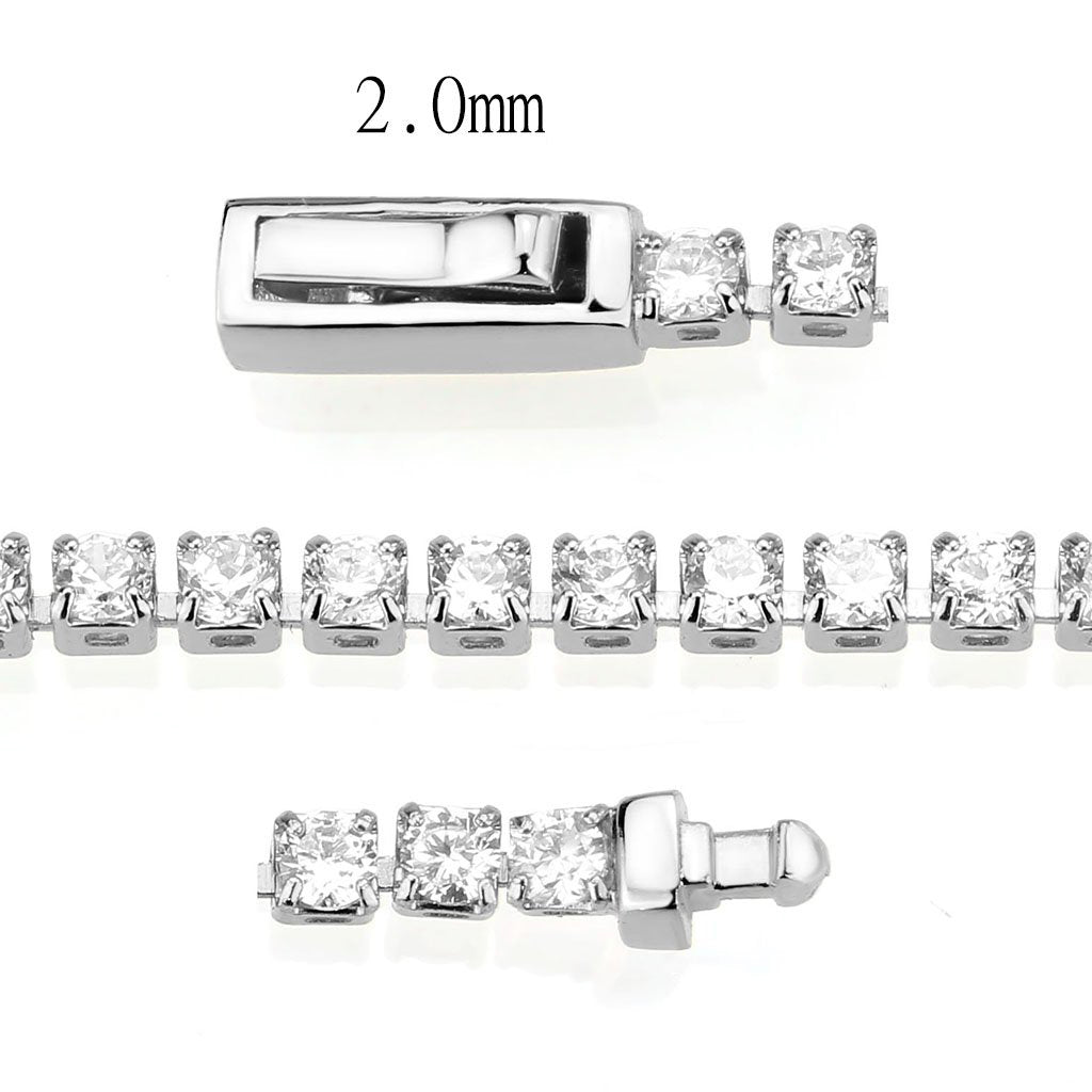 Rhodium Brass Bracelet with AAA Grade CZ in Clear