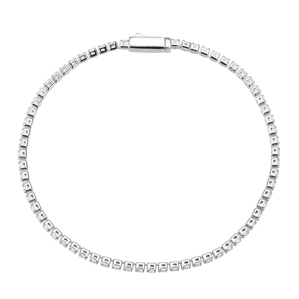 Rhodium Brass Bracelet with AAA Grade CZ in Clear
