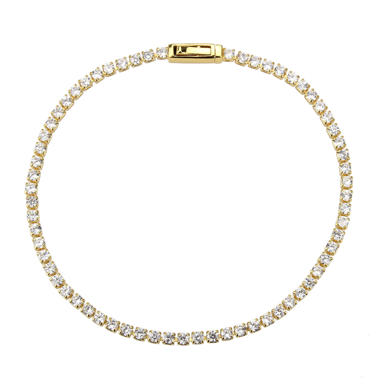 Gold Brass Bracelet with AAA Grade CZ in Clear