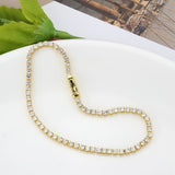 Gold Brass Bracelet with AAA Grade CZ in Clear
