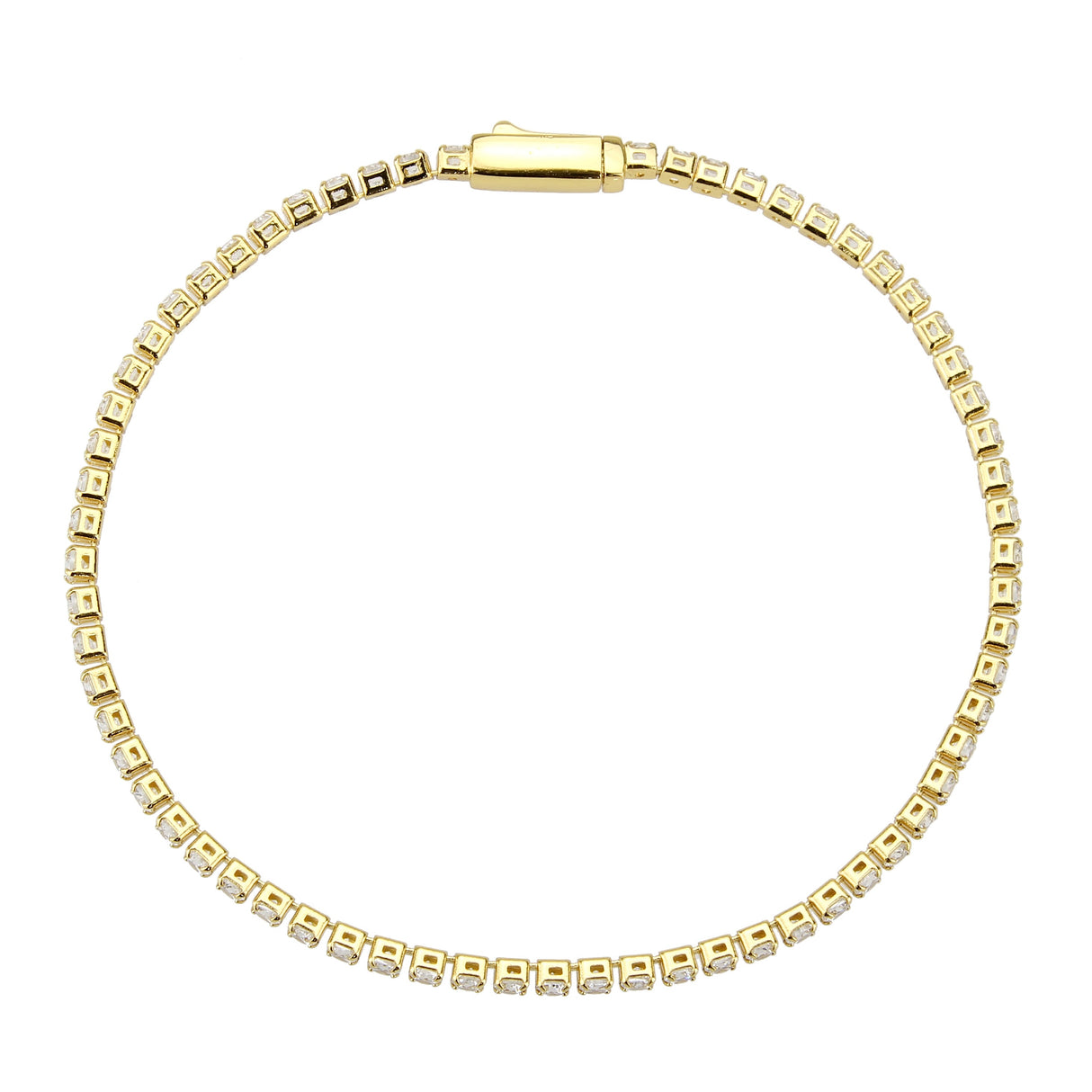 Gold Brass Bracelet with AAA Grade CZ in Clear