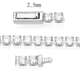 Rhodium Brass Bracelet with AAA Grade CZ in Clear