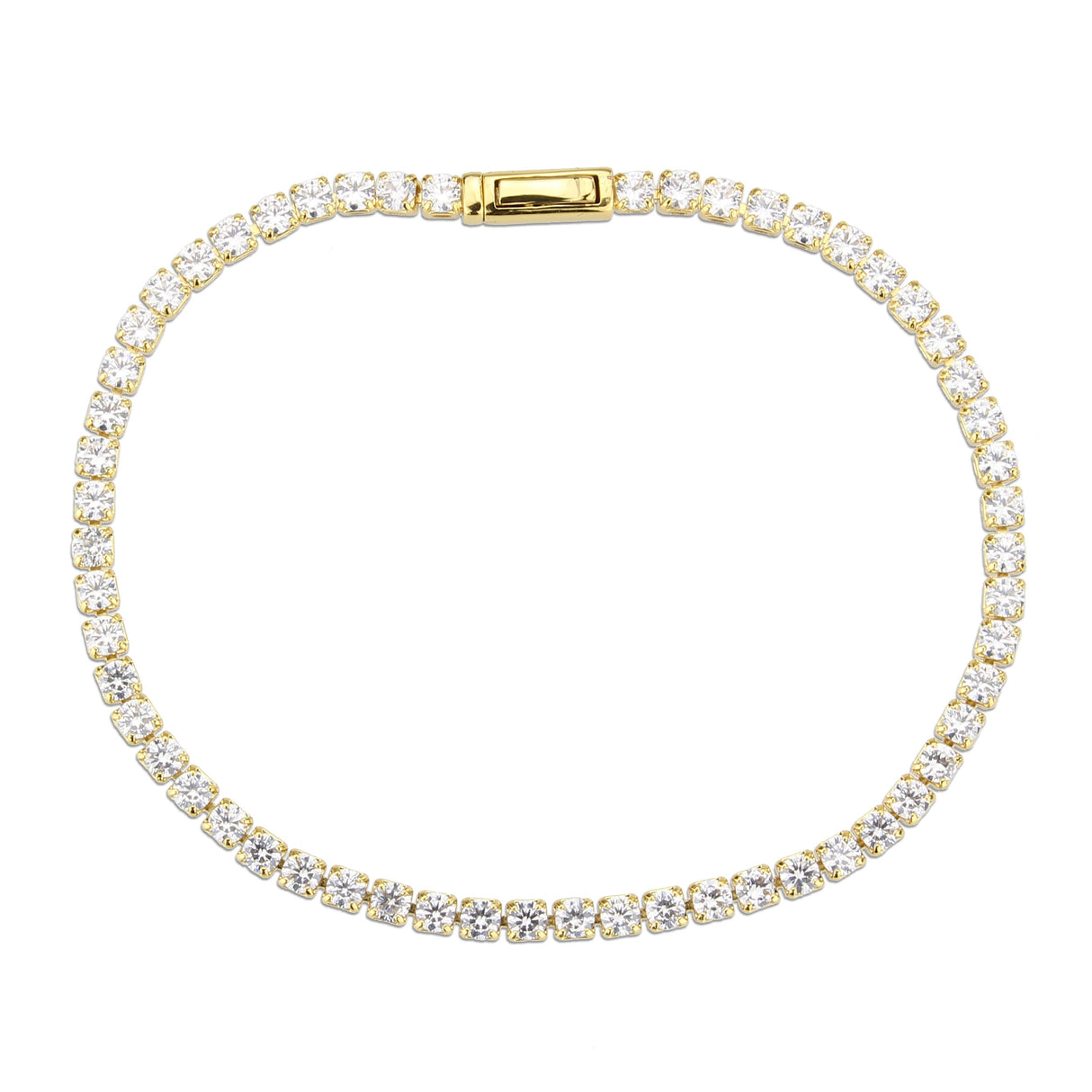 Gold Brass Bracelet with AAA Grade CZ in Clear