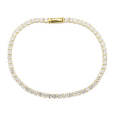Gold Brass Bracelet with AAA Grade CZ in Clear