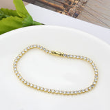 Gold Brass Bracelet with AAA Grade CZ in Clear