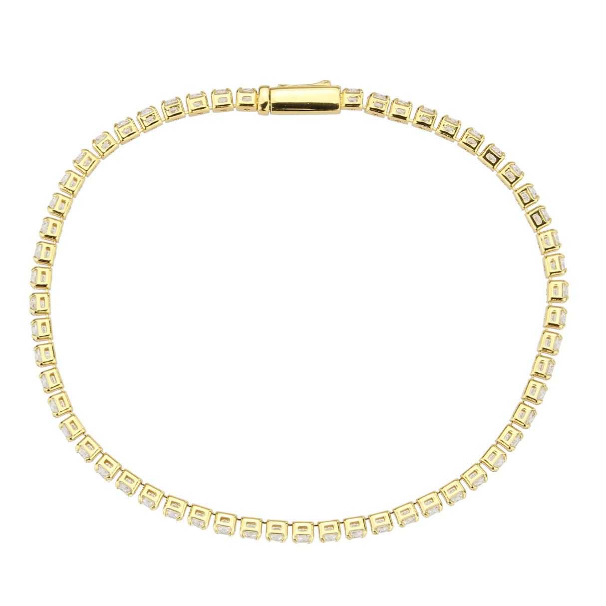 Gold Brass Bracelet with AAA Grade CZ in Clear