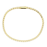 Gold Brass Bracelet with AAA Grade CZ in Clear