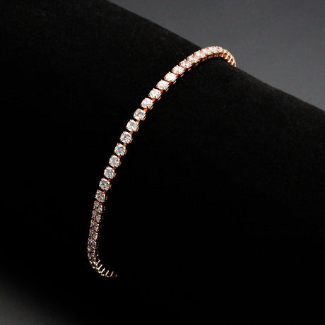Rose Gold Brass Bracelet with AAA Grade CZ in Clear
