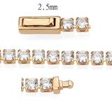 Rose Gold Brass Bracelet with AAA Grade CZ in Clear
