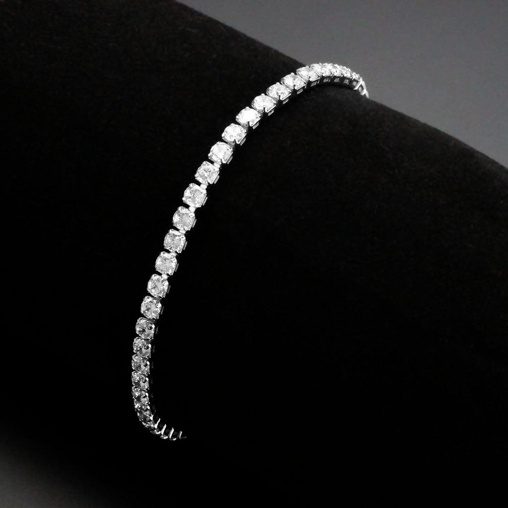 Rhodium Brass Bracelet with AAA Grade CZ in Clear
