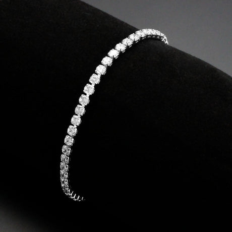 Rhodium Brass Bracelet with AAA Grade CZ in Clear