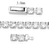 Rhodium Brass Bracelet with AAA Grade CZ in Clear
