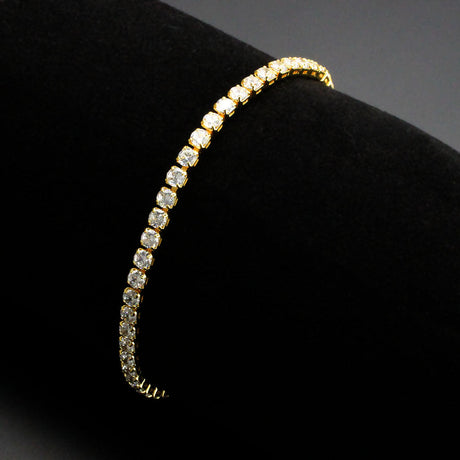 Gold Brass Bracelet with AAA Grade CZ in Clear