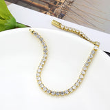 Gold Brass Bracelet with AAA Grade CZ in Clear