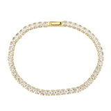 Gold Brass Bracelet with AAA Grade CZ in Clear