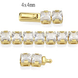 Gold Brass Bracelet with AAA Grade CZ in Clear