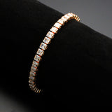 Rose Gold Brass Bracelet with AAA Grade CZ in Clear