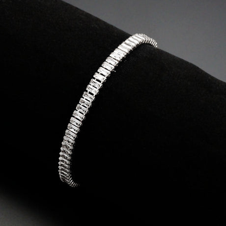 Rhodium Brass Bracelet with AAA Grade CZ in Clear