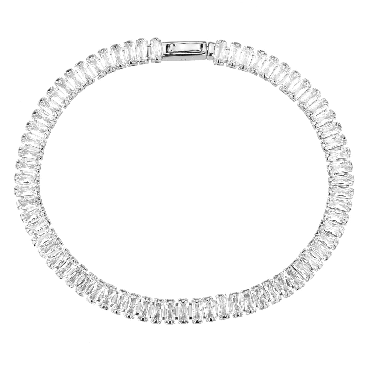 Rhodium Brass Bracelet with AAA Grade CZ in Clear