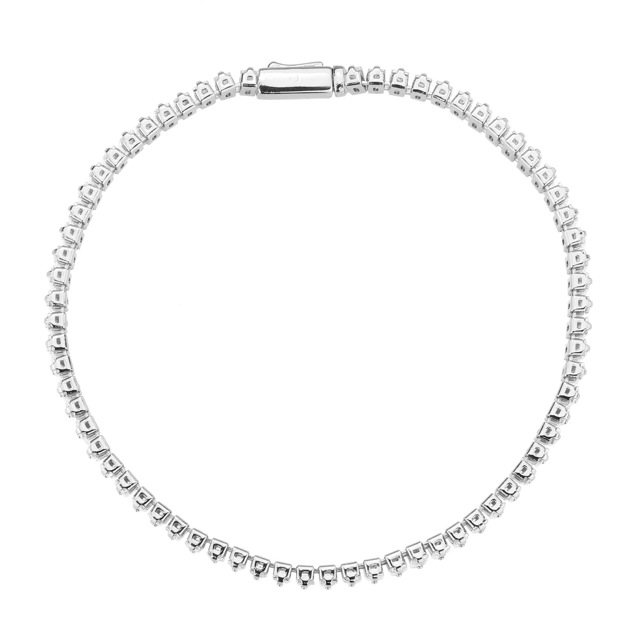 Rhodium Brass Bracelet with AAA Grade CZ in Clear