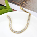Gold Brass Bracelet with AAA Grade CZ in Clear