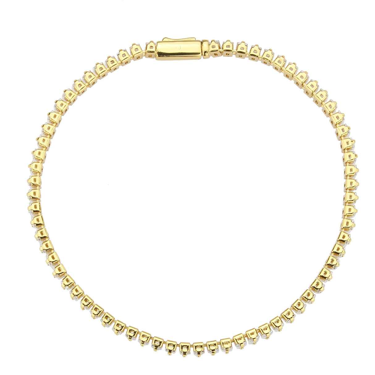 Gold Brass Bracelet with AAA Grade CZ in Clear