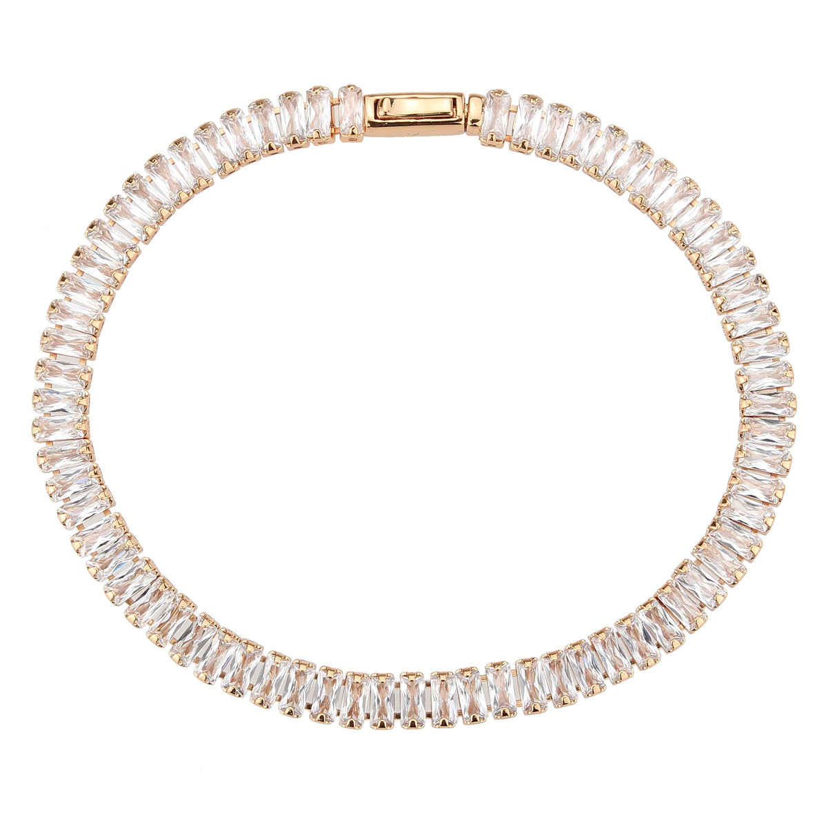 Rose Gold Brass Bracelet with AAA Grade CZ in Clear
