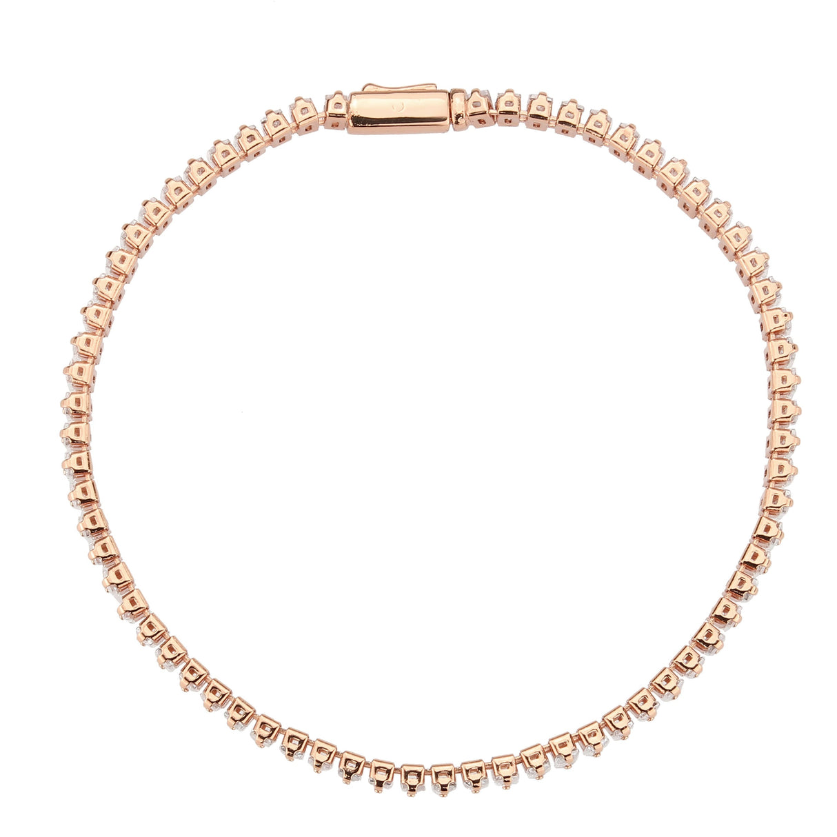 Rose Gold Brass Bracelet with AAA Grade CZ in Clear