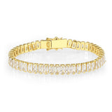 Gold Brass Bracelet with AAA Grade CZ in Clear