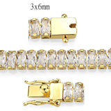 Gold Brass Bracelet with AAA Grade CZ in Clear