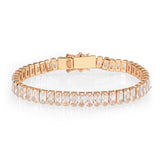 Rose Gold Brass Bracelet with AAA Grade CZ in Clear