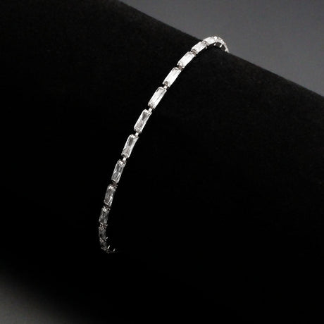 Rhodium Brass Bracelet with AAA Grade CZ in Clear