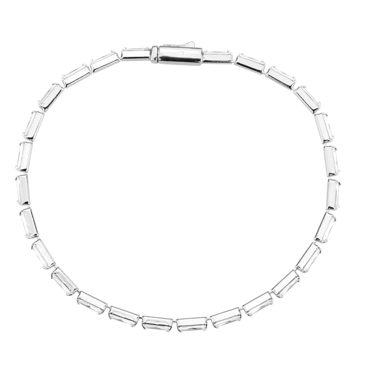 Rhodium Brass Bracelet with AAA Grade CZ in Clear