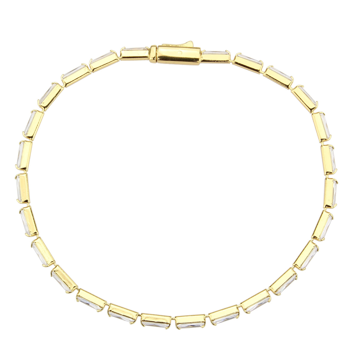 Gold Brass Bracelet with AAA Grade CZ in Clear