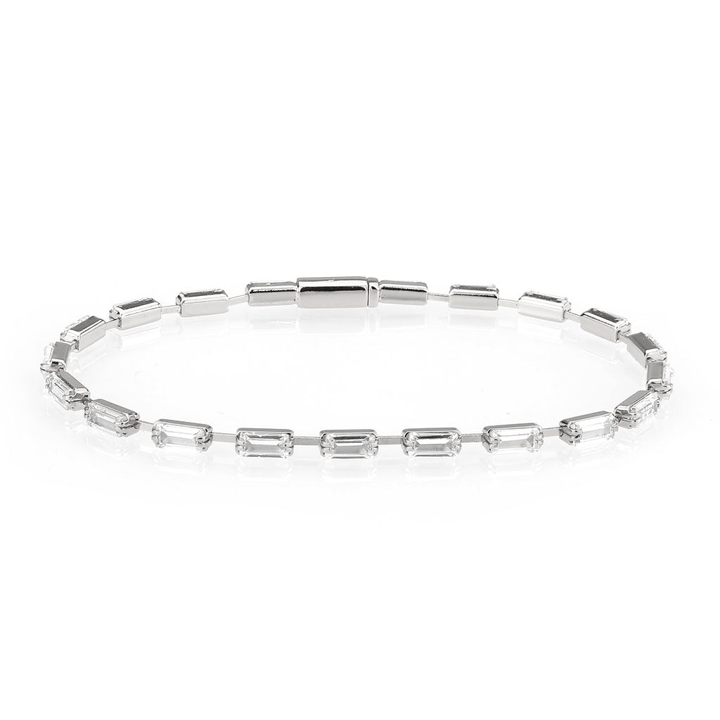 Rhodium Brass Bracelet with AAA Grade CZ in Clear