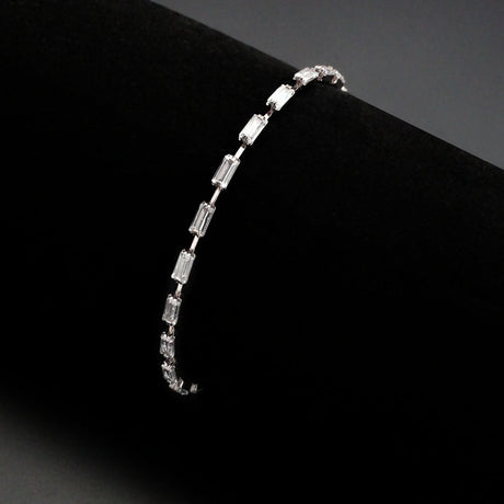 Rhodium Brass Bracelet with AAA Grade CZ in Clear