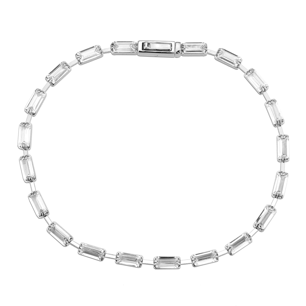 Rhodium Brass Bracelet with AAA Grade CZ in Clear
