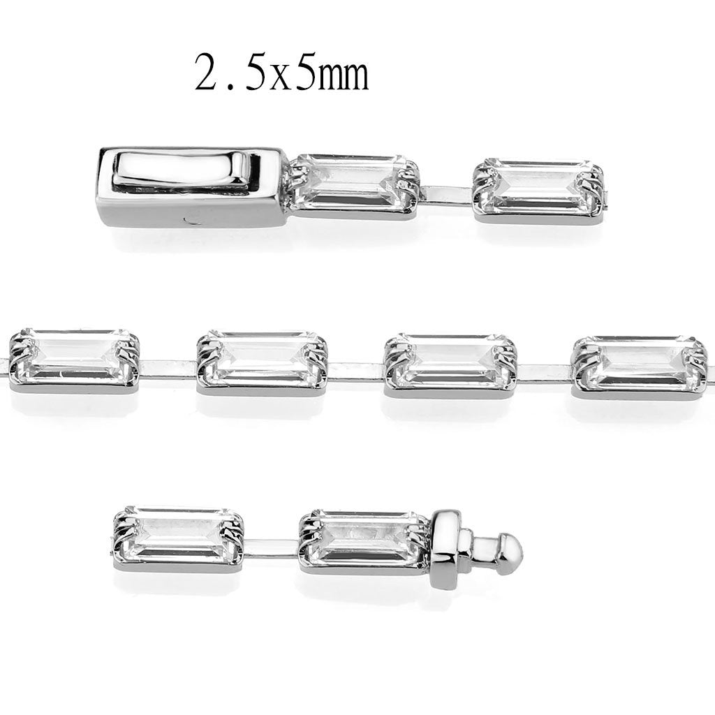 Rhodium Brass Bracelet with AAA Grade CZ in Clear