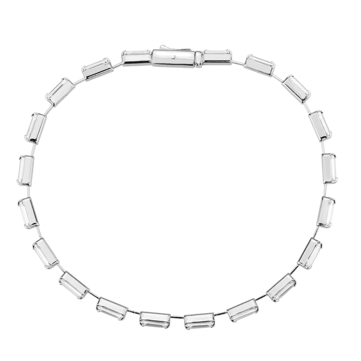 Rhodium Brass Bracelet with AAA Grade CZ in Clear