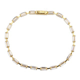 Gold Brass Bracelet with AAA Grade CZ in Clear