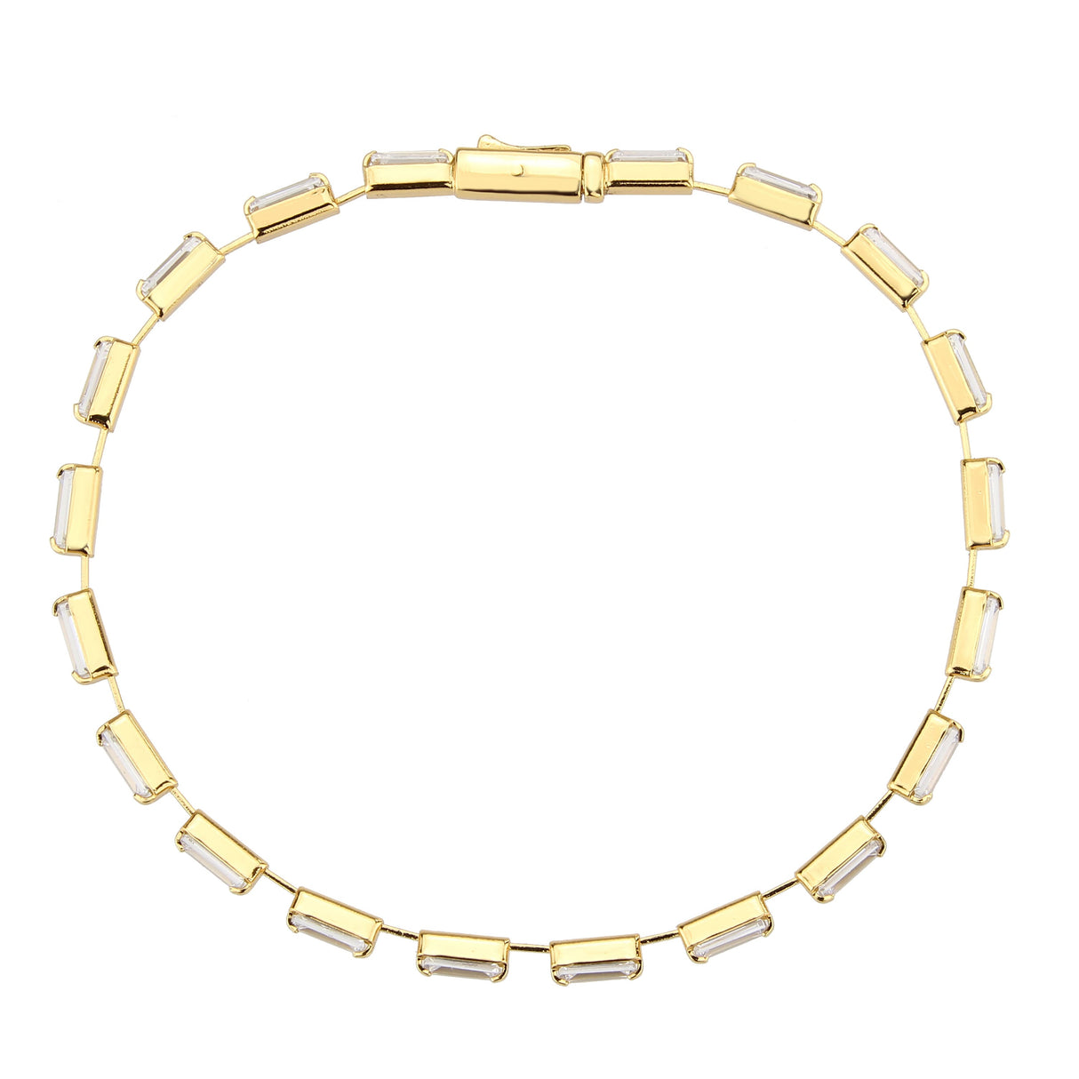 Gold Brass Bracelet with AAA Grade CZ in Clear