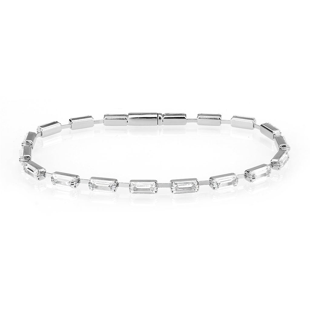 Rhodium Brass Bracelet with AAA Grade CZ in Clear