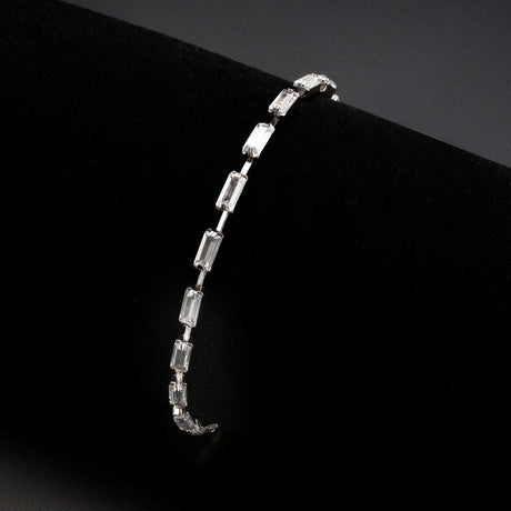 Rhodium Brass Bracelet with AAA Grade CZ in Clear