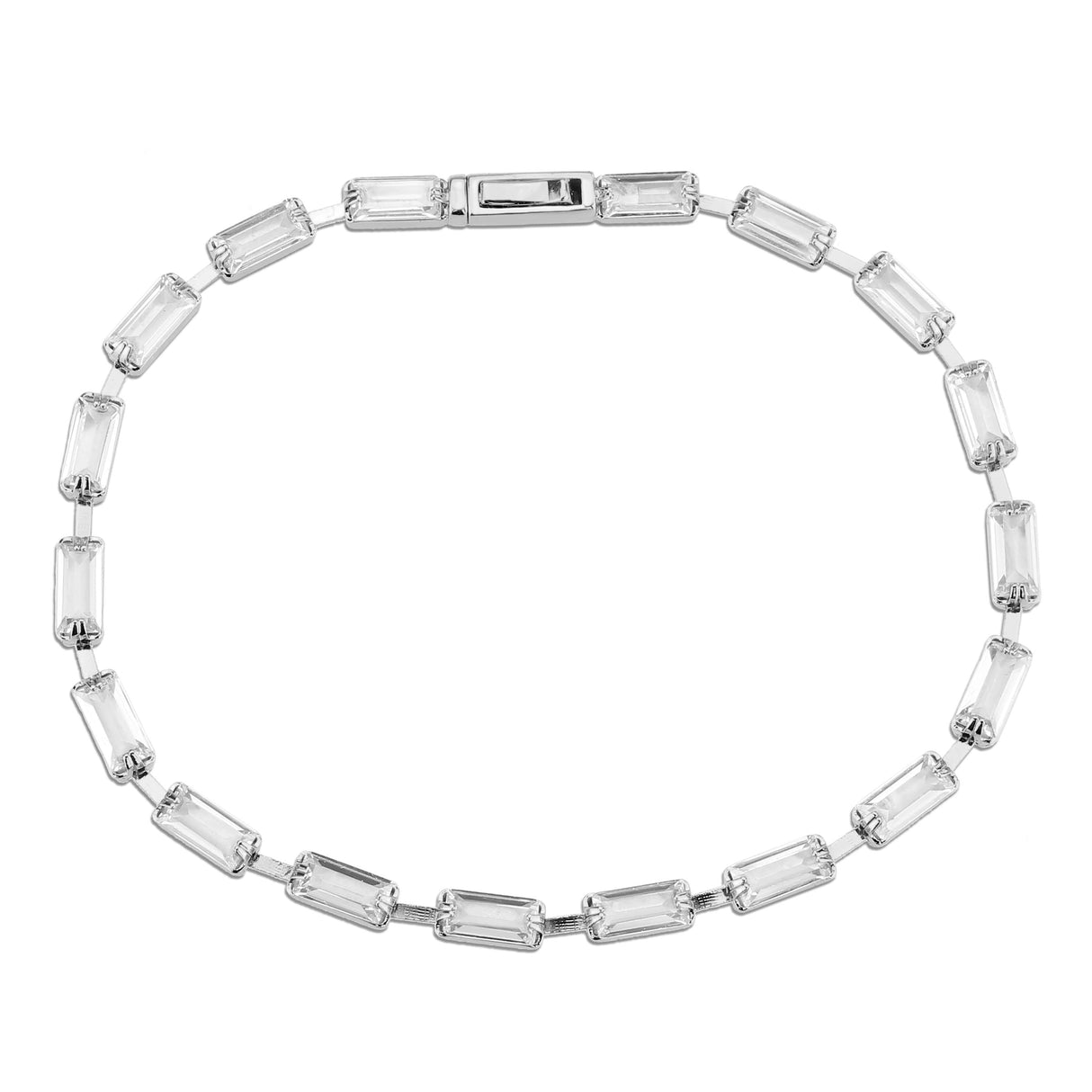 Rhodium Brass Bracelet with AAA Grade CZ in Clear
