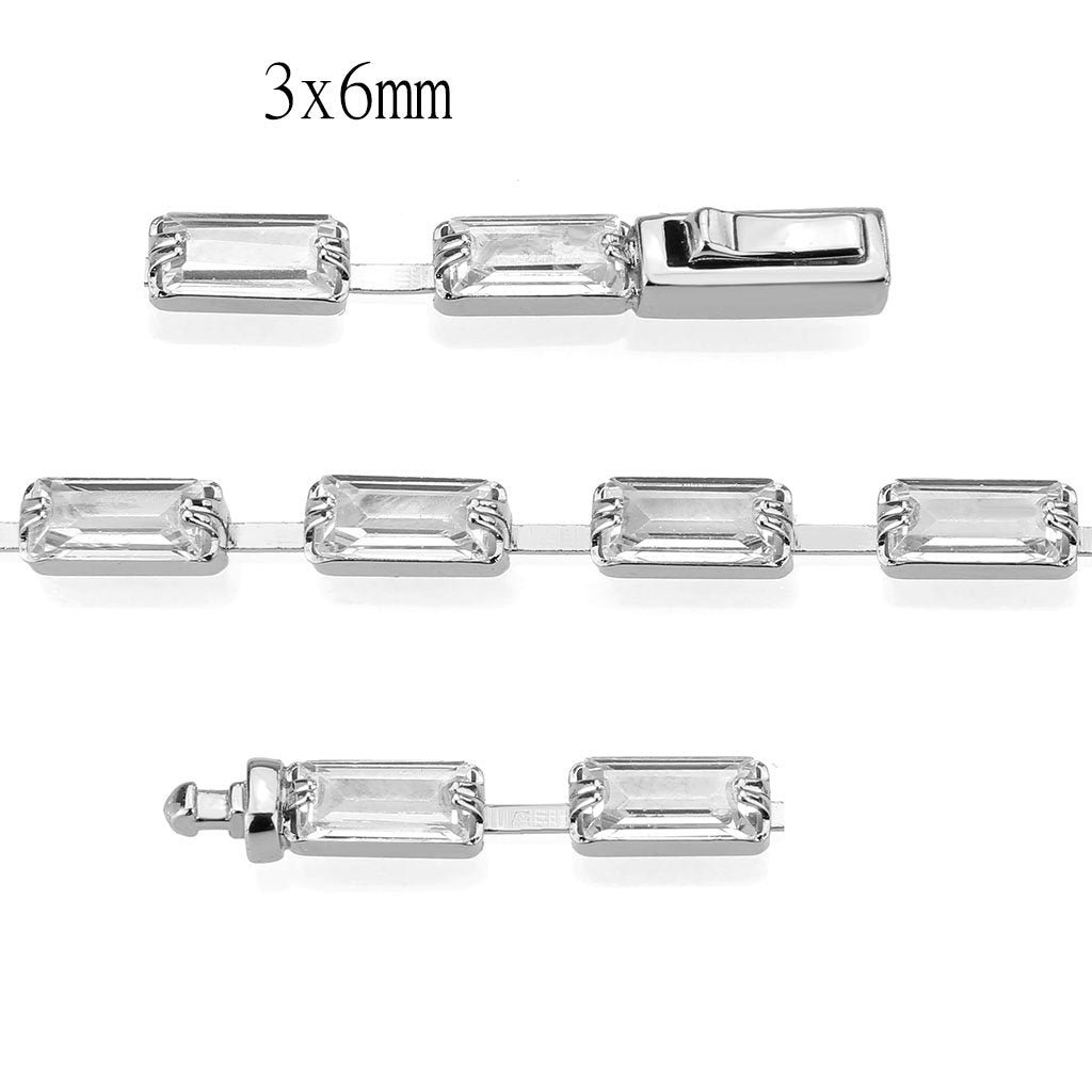 Rhodium Brass Bracelet with AAA Grade CZ in Clear