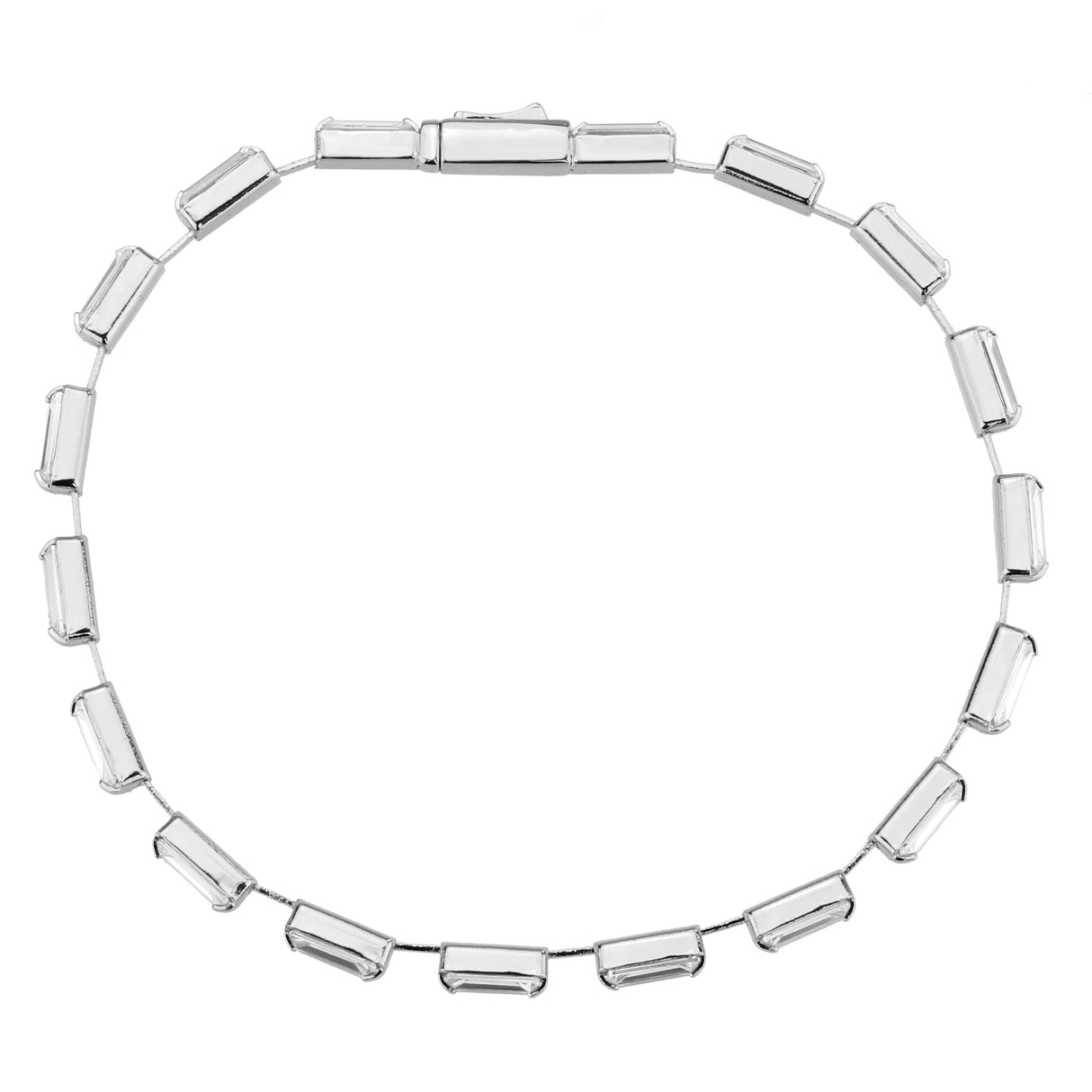 Rhodium Brass Bracelet with AAA Grade CZ in Clear