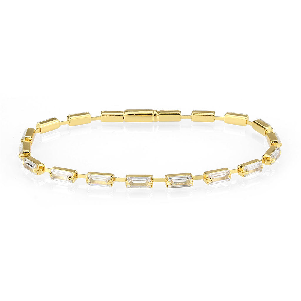 Gold Brass Bracelet with AAA Grade CZ in Clear
